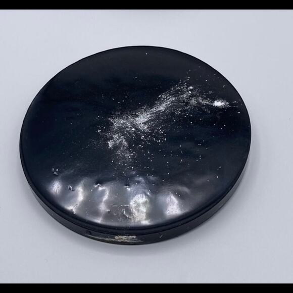 Handmade Black Resin Coasters with Silver Foil & Rhinestones | Set of 6 - Picture 4 of 8